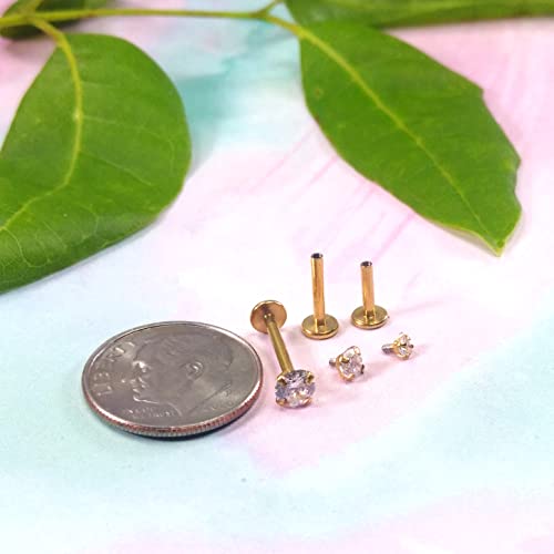 BodyJ4You 3PC Labret Tragus Cartilage 16G Studs, Internally Threaded Goldtone Surgical Steel, Helix Lip Monroe Medusa Conch, Versatile Piercing Jewelry - Image 2