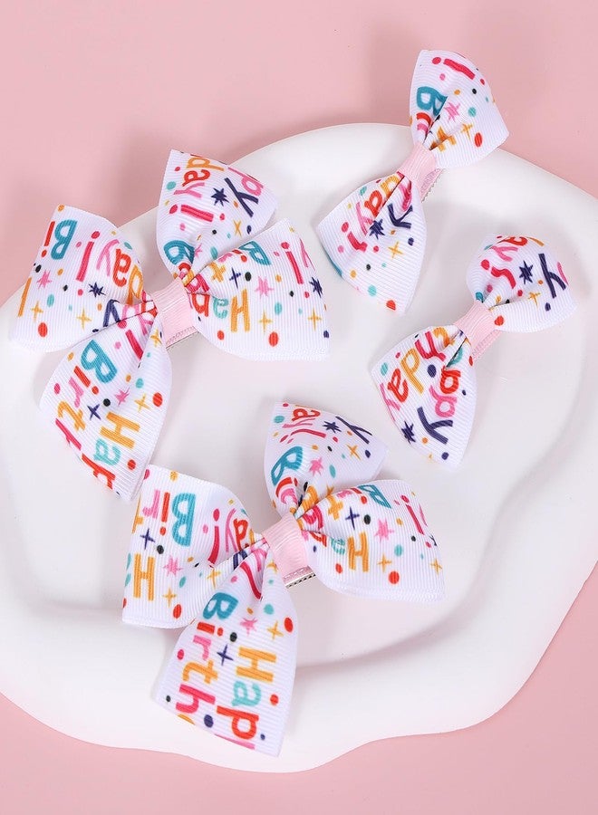 Miroksh 4pcs Happy Birthday Hair Bows Clips Cheer Barrettes for Little Teens Toddler Baby Girls Pink Hair Accessories 1 2 3 4 5 6 Years Birthday Party Dress Outfit Decoration Stuff Gift - Image 2