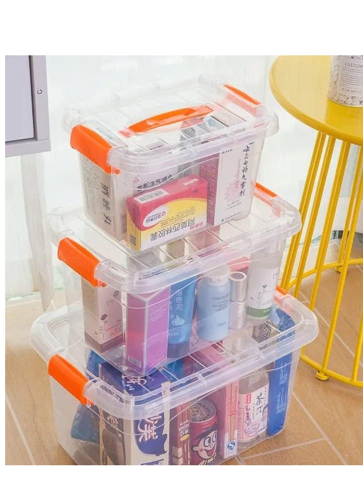 Raxoom 4pcs Plastic Storage Boxes, 10L Clear Stackable Containers With Lockable Lids, Clear Plastic Organizer – Transparent Box Storing Toys, Shoes, Kitchen Items, Snacks, Tools, Medicine - Image 2