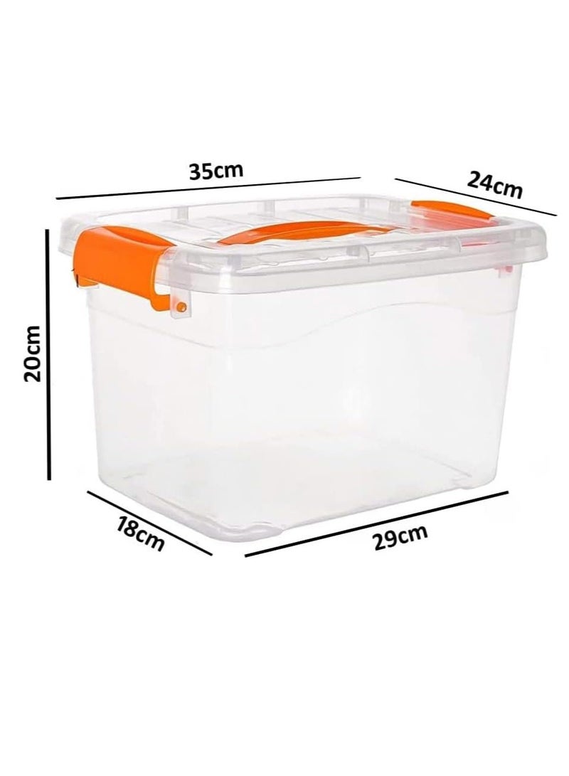 Raxoom 4pcs Plastic Storage Boxes, 10L Clear Stackable Containers With Lockable Lids, Clear Plastic Organizer – Transparent Box Storing Toys, Shoes, Kitchen Items, Snacks, Tools, Medicine - Image 3