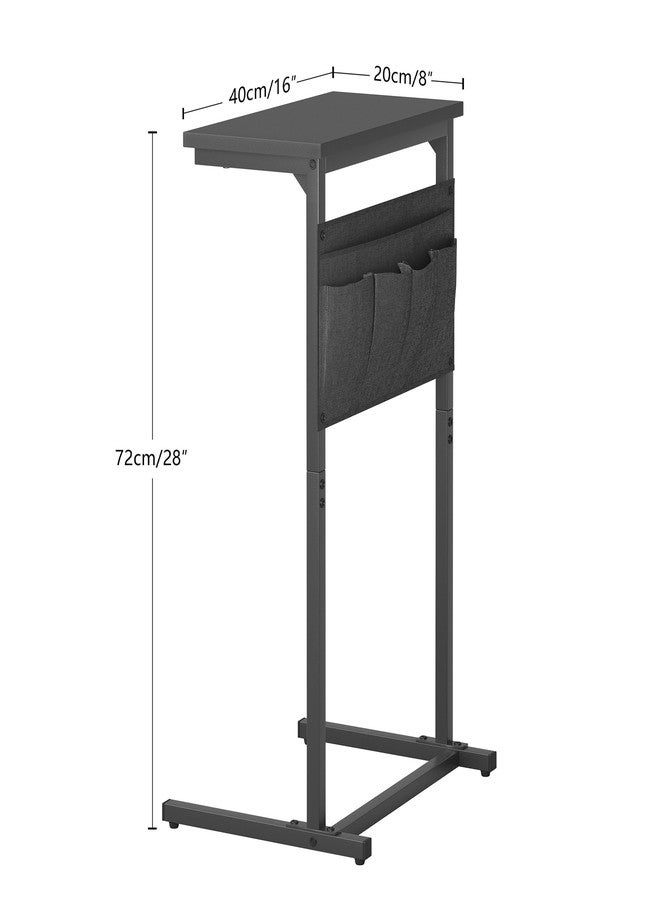 IRCPEN C Shaped End Table, Side Table for Sofa, Small TV Tray, Couch Table with Storage Bag for Small Space, Living Room, Bedroom, Home Office LET501B (Black) - Image 3