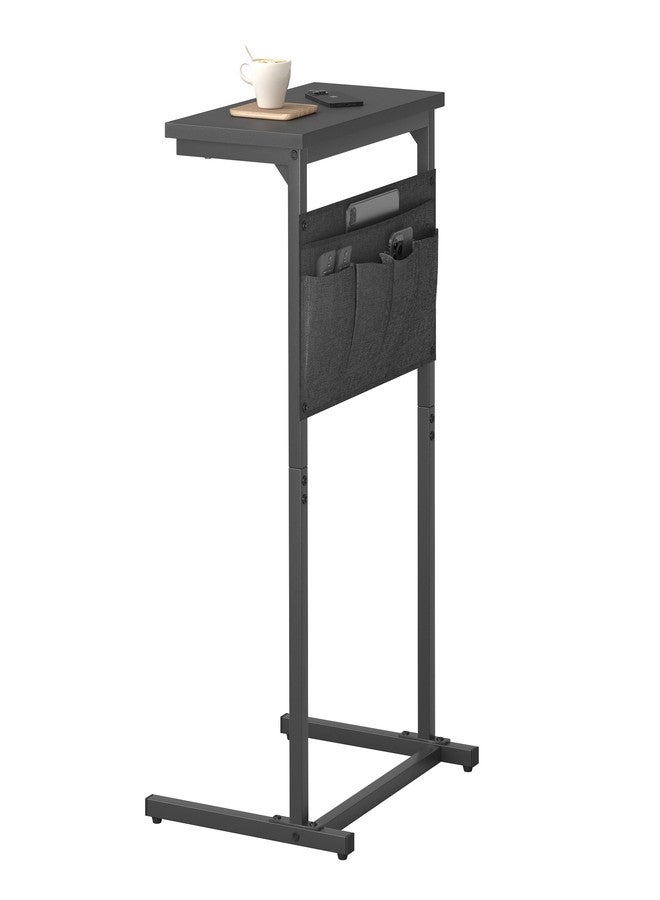 IRCPEN C Shaped End Table, Side Table for Sofa, Small TV Tray, Couch Table with Storage Bag for Small Space, Living Room, Bedroom, Home Office LET501B (Black) - Image 1