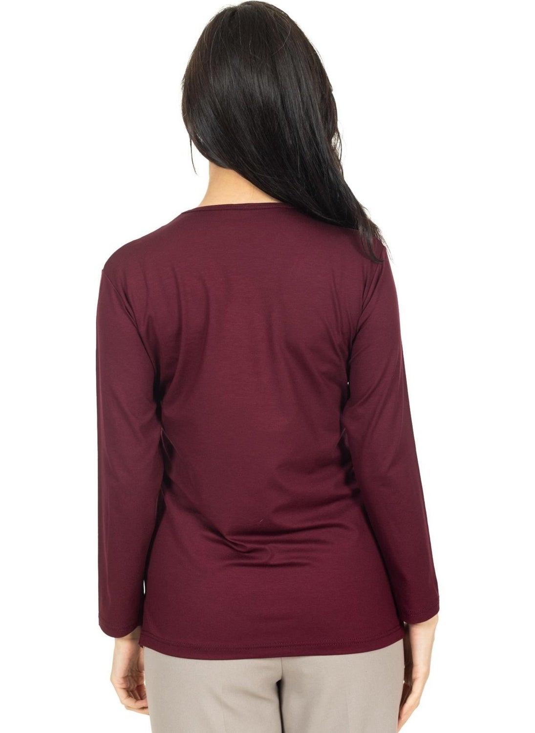 Mutlu City - Women Middle Age and Above New Model V Neck Stone Embroidered Mother's Combed Cotton Blouse 30560 - Image 1