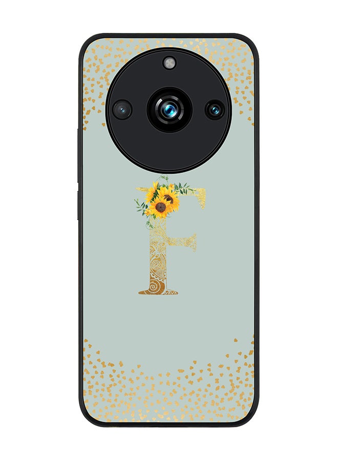 Stylizedd Rugged Black Edge case for Realme 11 Pro/Realme 11 Pro+ Case Cover - Custom Monogram Initial Letter Mandala Floral Pattern Alphabet - F (Light Grey) - Image 1