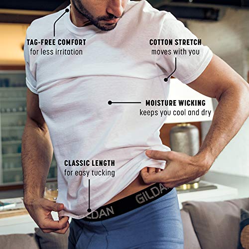Gildan تي شيرتات قطنية ممدودة للرجال من جيلدان، عبوة متعددة، أبيض أرتيكي (عبوة 3 قطع)، XX-Large - Image 2
