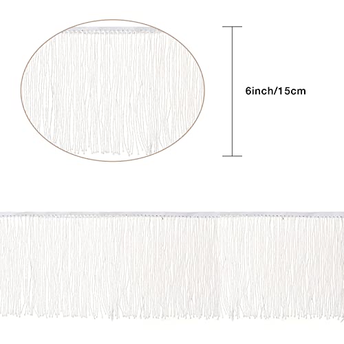 AWAYTR 1 Yard Beaded Fringe Trim 6in Wide Glass Beaded Fringe for Dress Clothing and DIY Crafts AB Color - Image 3