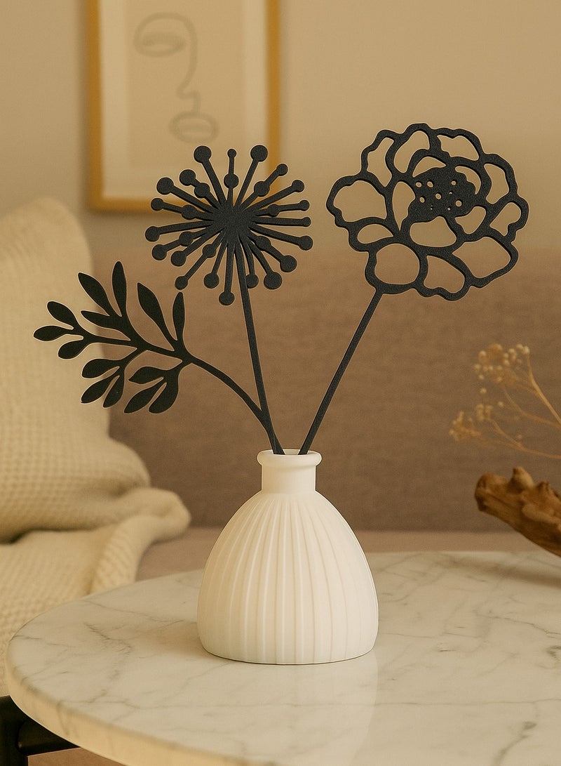 أخوة ثلاثي الأبعاد مزهرية صغيرة مع ورود أناقة الأزهار - تنسيق زهور اصطناعية في مزهرية زخرفية - Image 1