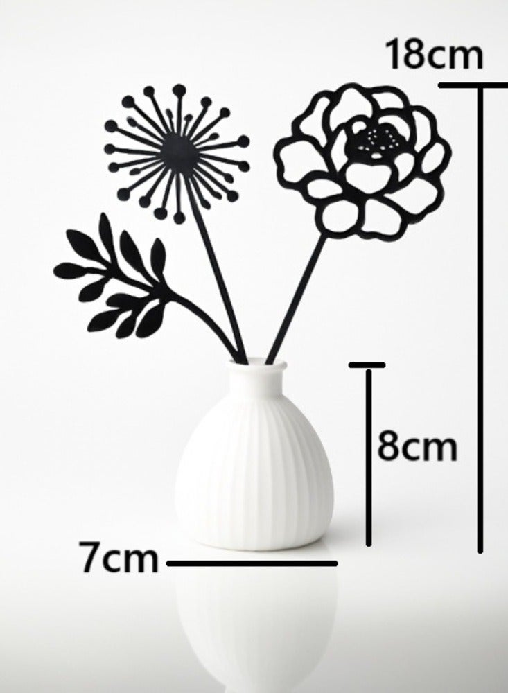 أخوة ثلاثي الأبعاد مزهرية صغيرة مع ورود أناقة الأزهار - تنسيق زهور اصطناعية في مزهرية زخرفية - Image 2