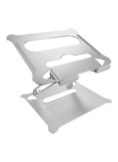 SHOPI Laptop Stand, Foldable Laptop Holder with Heat-Vent, Ergonomic Portable Aluminum Computer Stand for Desk, Adjustable Laptop Riser (Z Stand/ Silver)  - Image 1