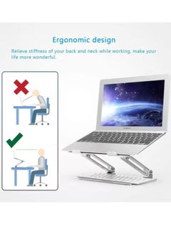 SHOPI Laptop Stand, Foldable Laptop Holder with Heat-Vent, Ergonomic Portable Aluminum Computer Stand for Desk, Adjustable Laptop Riser (Z Stand/ Silver)  - Image 2