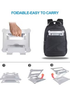 SHOPI Laptop Stand, Foldable Laptop Holder with Heat-Vent, Ergonomic Portable Aluminum Computer Stand for Desk, Adjustable Laptop Riser (Z Stand/ Silver)  - Image 5