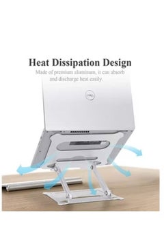SHOPI Laptop Stand, Foldable Laptop Holder with Heat-Vent, Ergonomic Portable Aluminum Computer Stand for Desk, Adjustable Laptop Riser (Z Stand/ Silver)  - Image 4