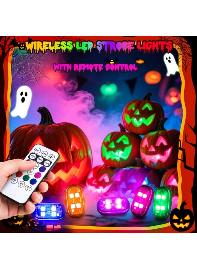 YelaJoy 6 PCS Wireless LED Lights for Car with Remote Control, Halloween Wireless LED Strobe Lights 8 Colors USB Charing IP65 Waterproof Anti-Collision Warning Light for Car Interior Truck Drone Aircraft Bike - Image 2