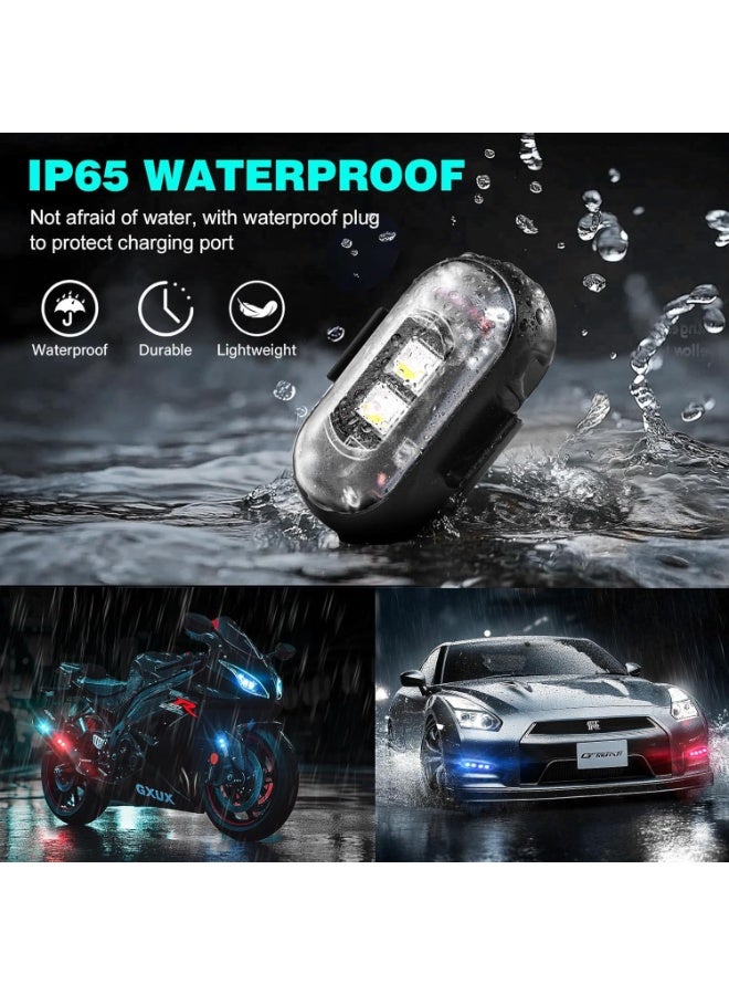YelaJoy 6 PCS Wireless LED Lights for Car with Remote Control, Halloween Wireless LED Strobe Lights 8 Colors USB Charing IP65 Waterproof Anti-Collision Warning Light for Car Interior Truck Drone Aircraft Bike - Image 4