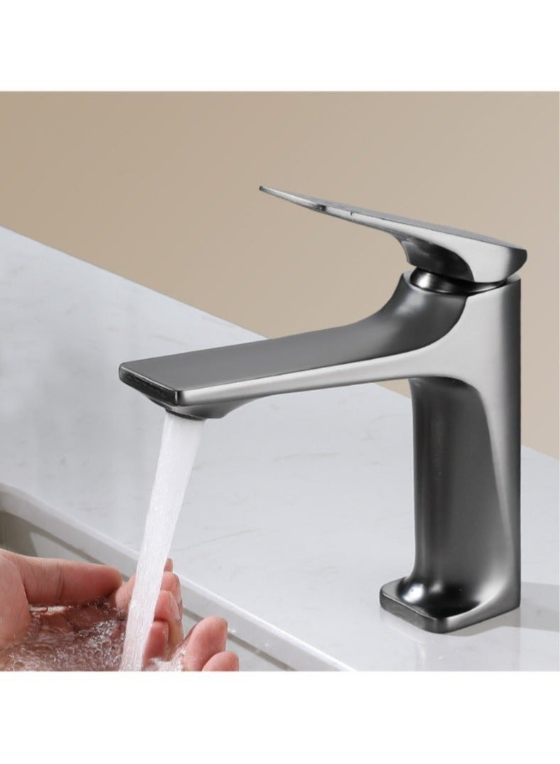 Arabest Stainless Steel Faucet Suitable for Kitchen Bathroom Hot and Cold Water Wash Basin Household Single Hole Basin with 60cm Hose Grey - Image 2