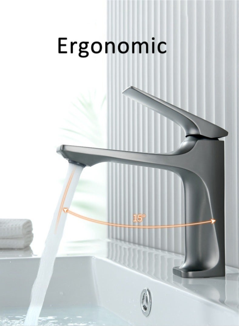 Arabest Stainless Steel Faucet Suitable for Kitchen Bathroom Hot and Cold Water Wash Basin Household Single Hole Basin with 60cm Hose Grey - Image 5