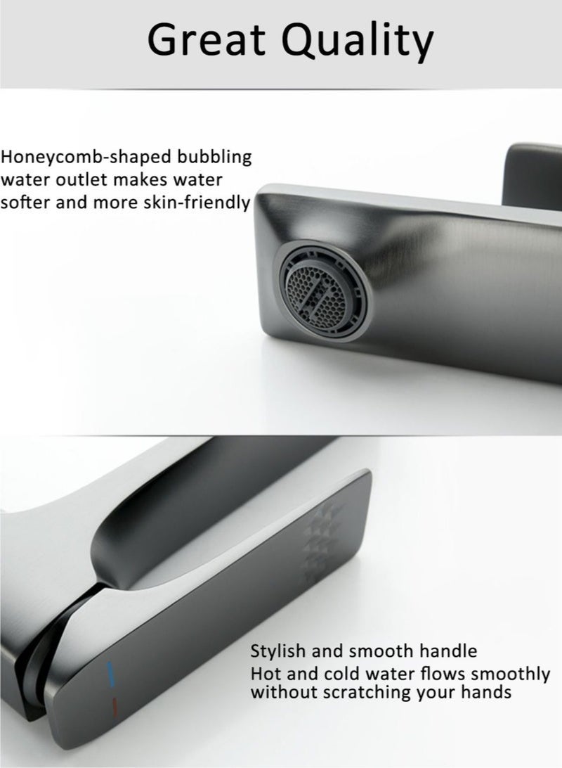 Arabest Stainless Steel Faucet Suitable for Kitchen Bathroom Hot and Cold Water Wash Basin Household Single Hole Basin with 60cm Hose Grey - Image 3