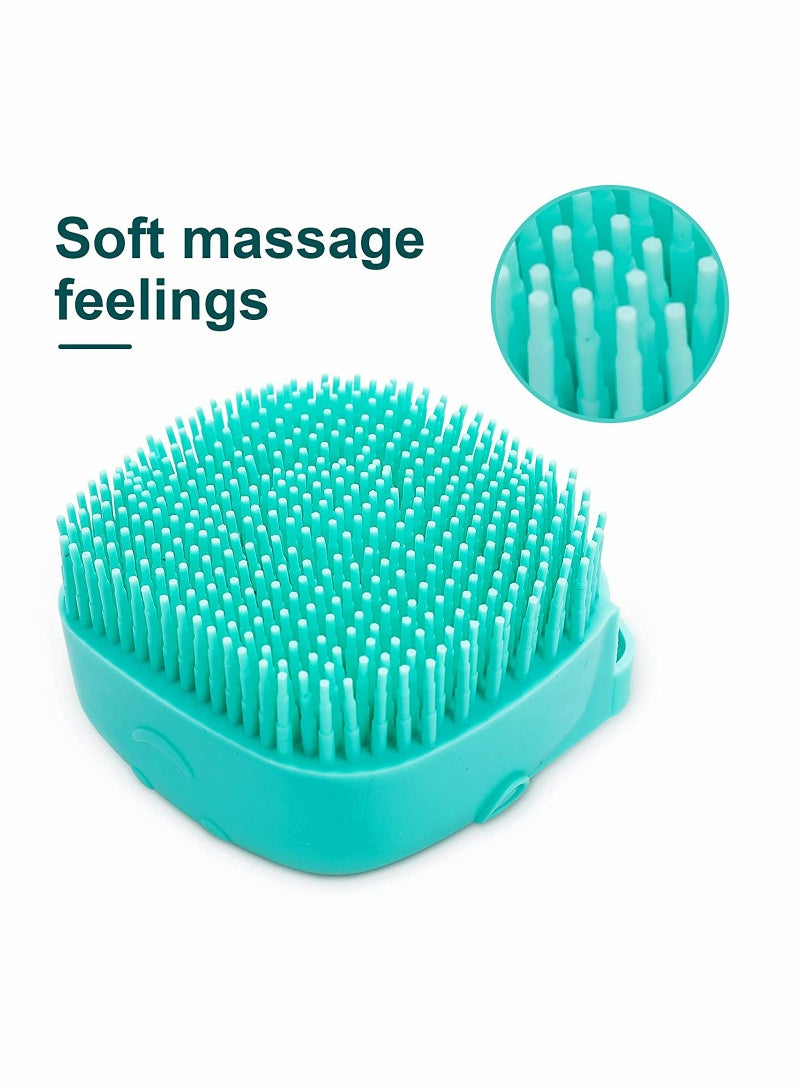 Excefore Dog Cat Bath Brush Comb, Pet Grooming Soothe Massage Brush with Shampoo Dispenser Soft Silicone Bristle - Image 3