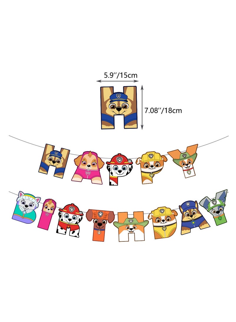 JAYATO New Puppy Patrol-themed birthday party decoration supplies, dog animal pull flag cake topper, aluminum foil balloons set - Image 4