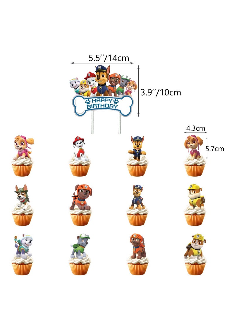 JAYATO New Puppy Patrol-themed birthday party decoration supplies, dog animal pull flag cake topper, aluminum foil balloons set - Image 5