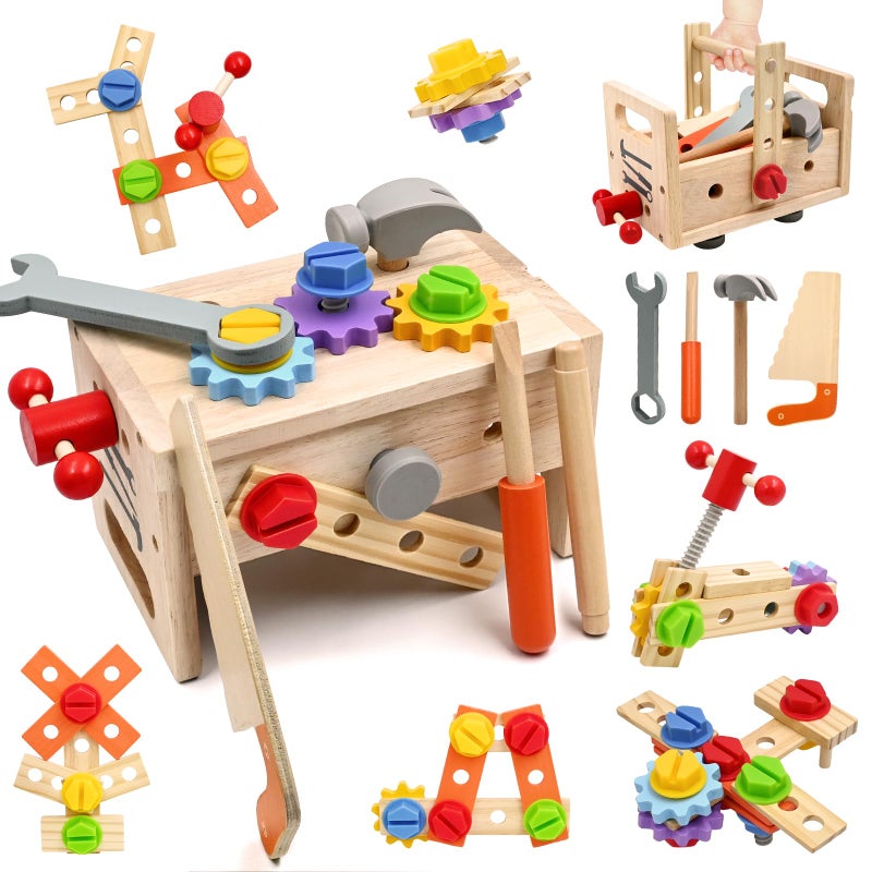AiTuiTui 29PCS Kids Tool Set with Wooden Tool Box Toddler Tool Set Montessori Pretend Play Construction Toys STEM Educational Toys for 2 3 4 5 Year Old Boys Girls Birthday Easter Gift - Image 4