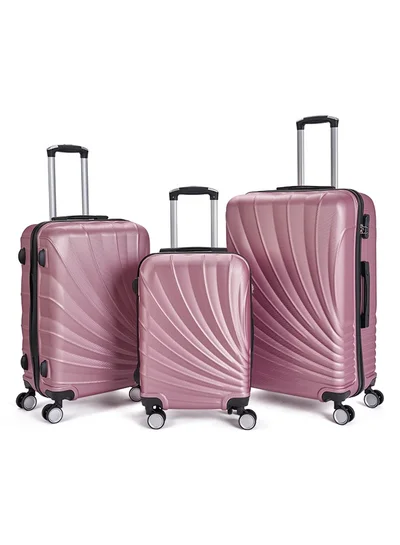 LIMRA Travel Bags From limra it consists of 3 luggage bags with a modern design and a solid rosegold color