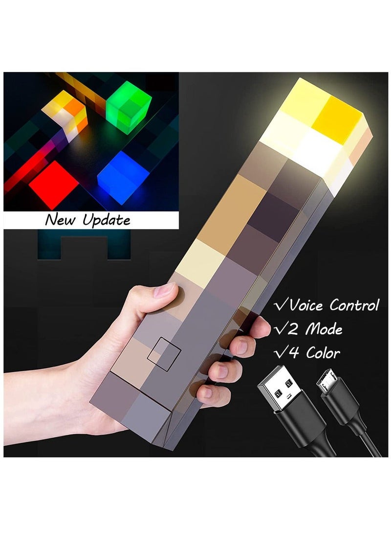 Minecraft Pixel Style Rechargeable Light 4 Colours 2 Modes Voice Control Perfect Gift For Home Decor Fans Kids GamingTable Bedroom LivingRoom PlayRoom - Image 1