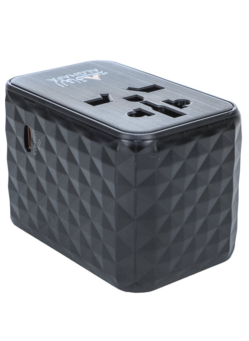 ALGHAFA Universal Travel Adapter Plug 65W with 2 USB and 3 USB-C Adapter Power Plug Fast Charge International to UK AU USA Canada Italy Australia China Japan Thailand Color  Black from Al ghafa  - Image 5