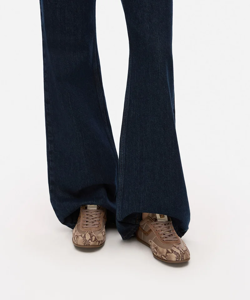 ابيكول Snake-Detail Leather Sneakers