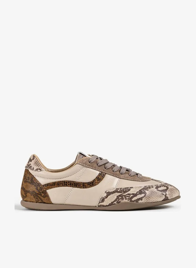 Ipekyol Snake-Detail Leather Sneakers