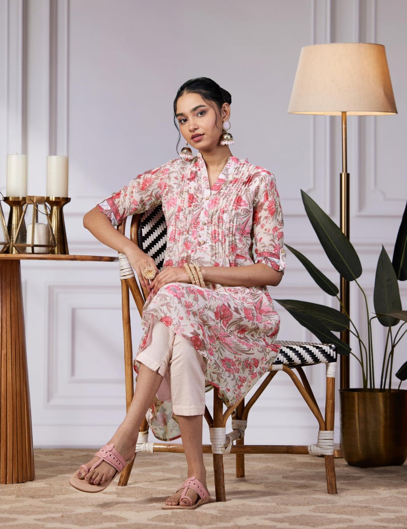 BIBA Women Printed Straight Kurta Mix and Match(Assorted KURTA20405_Cream_40) - Image 2