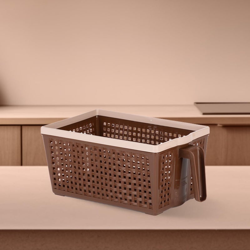 Nayasa Frill No 2 Plastic Fruit Basket 6 Litre Rectangle Veg Baskets For Storage In Kitchen Food Basket For Kitchen Brown - Image 2