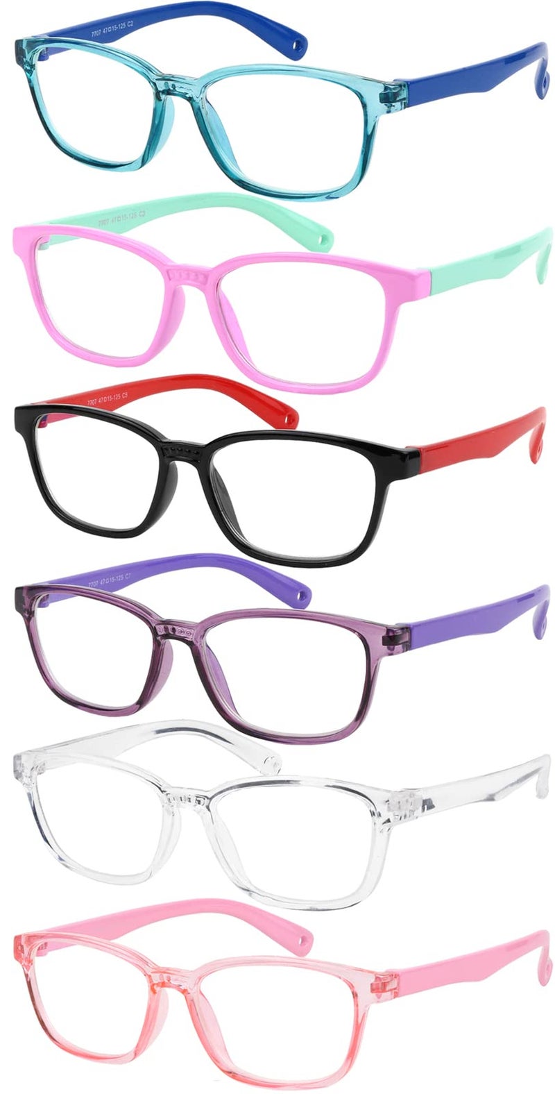 Yogo Vision Blue Light Blocking Glasses for Kids UV Protection Girls Boys Blue Light Glasses Anti Eyestrain (6 Pack) - Image 1