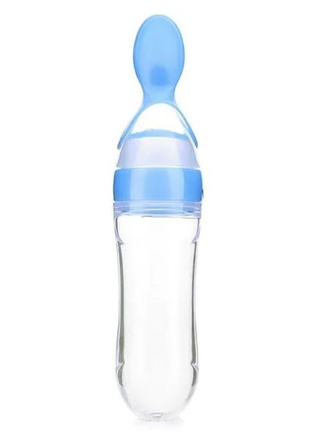 Profiklen ProfiKID Baby Squeezy Food Grade Silicone Bottle Feeder with Soft Silicon | Spoon Feeder | Ceralac Feeder | Rice Paste Milk Food Feeder 90 ML (Squeezy Feeder - Blue) (Pack of 1) - Image 1