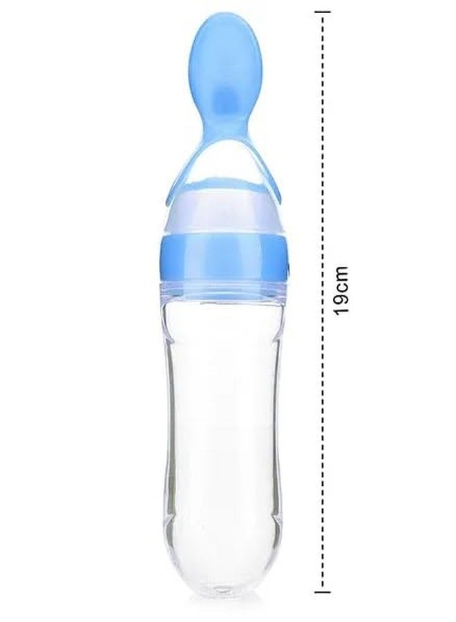 Profiklen ProfiKID Baby Squeezy Food Grade Silicone Bottle Feeder with Soft Silicon | Spoon Feeder | Ceralac Feeder | Rice Paste Milk Food Feeder 90 ML (Squeezy Feeder - Blue) (Pack of 1) - Image 2