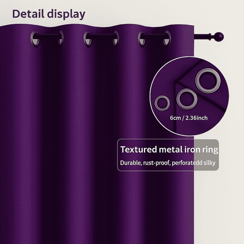 AMALI Elegant Blackout Curtains 2 Panel Set,16 Grommets, Size (L 274 x W 132) cm) for Living Room and Bedroom Shiny Polyester Fabric - Image 4