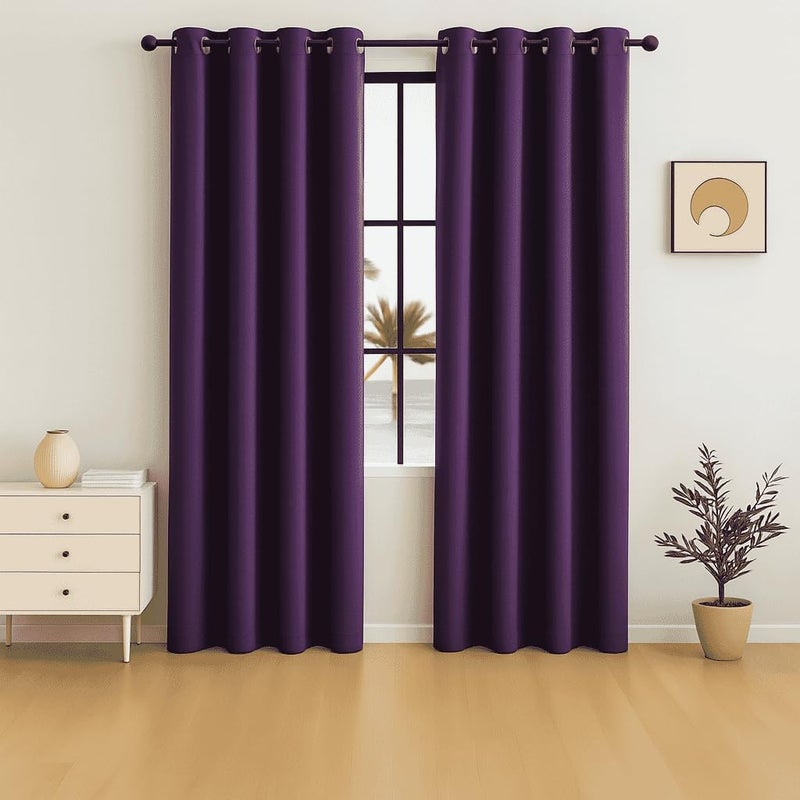 AMALI Elegant Blackout Curtains 2 Panel Set,16 Grommets, Size (L 274 x W 132) cm) for Living Room and Bedroom Shiny Polyester Fabric - Image 1