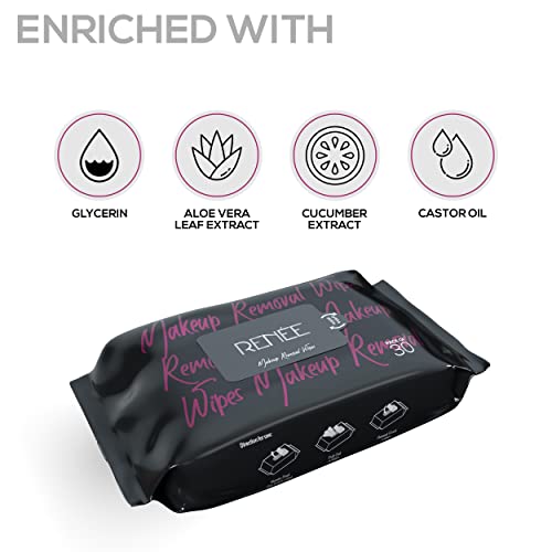 RENEE Makeup Removal Wipes 30 Count, Effortlessly Erase Makeup, Hydrate & Soothe Skin With Cucumber & Aloe Vera Extracts -extracts - Antioxidant, Anti-inflammatory & Skin-conditioning Formula - Image 4