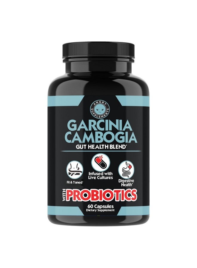 Angry Supplements مكملات أنغري غارسينيا كامبوجيا مع البروبيوتيك، متعدد الفيتامينات لصحة الأمعاء مع فيتامينات A، C، D، E، K، B2، زنك، سيلينيوم، نحاس، كروم + كبسولات مزيج الأعشاب (1-زجاجة، 60 حبة) - Image 1