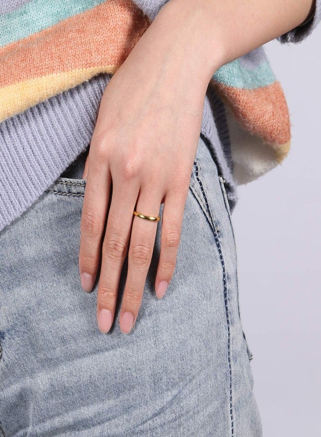 TRUMIUM 2mm 24K Gold Plated Tungsten Rings for Women Plain Thin High Polish Engagement Wedding Band Size 7 - Image 5