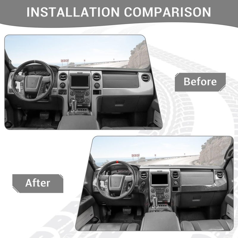 PDKLIN F150 Interior Trim Kit - Carbon Fiber Dashboard Panel Cover & Headlight Switch Bezel for Ford F150 (2009-2014) - Image 2
