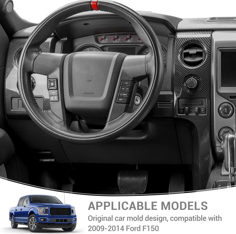 PDKLIN F150 Interior Trim Kit - Carbon Fiber Dashboard Panel Cover & Headlight Switch Bezel for Ford F150 (2009-2014) - Image 5