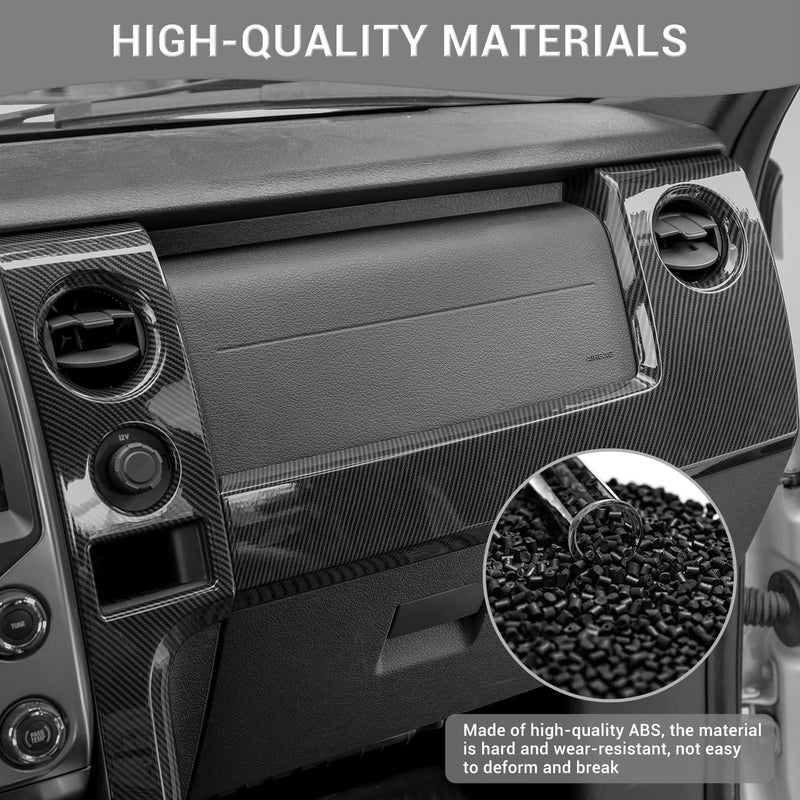 PDKLIN F150 Interior Trim Kit - Carbon Fiber Dashboard Panel Cover & Headlight Switch Bezel for Ford F150 (2009-2014) - Image 3