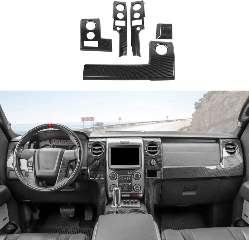 PDKLIN F150 Interior Trim Kit - Carbon Fiber Dashboard Panel Cover & Headlight Switch Bezel for Ford F150 (2009-2014) - Image 1