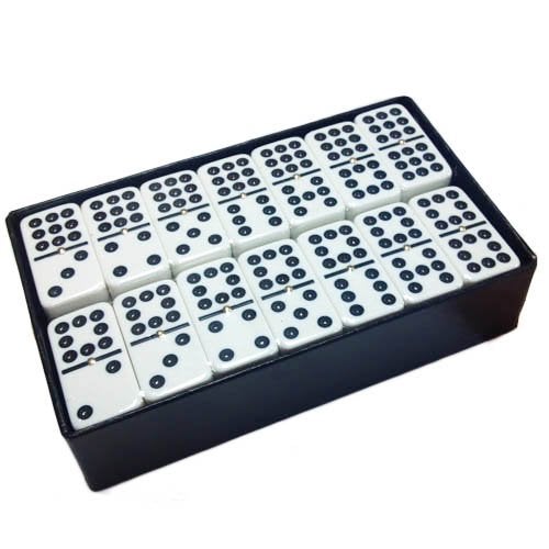 Marion Double 9 Domino Set 55 Tiles Jumbo Tournament Professional Size with Spinners in Arcadian Paper Storage Box White Arcadian - Image 1
