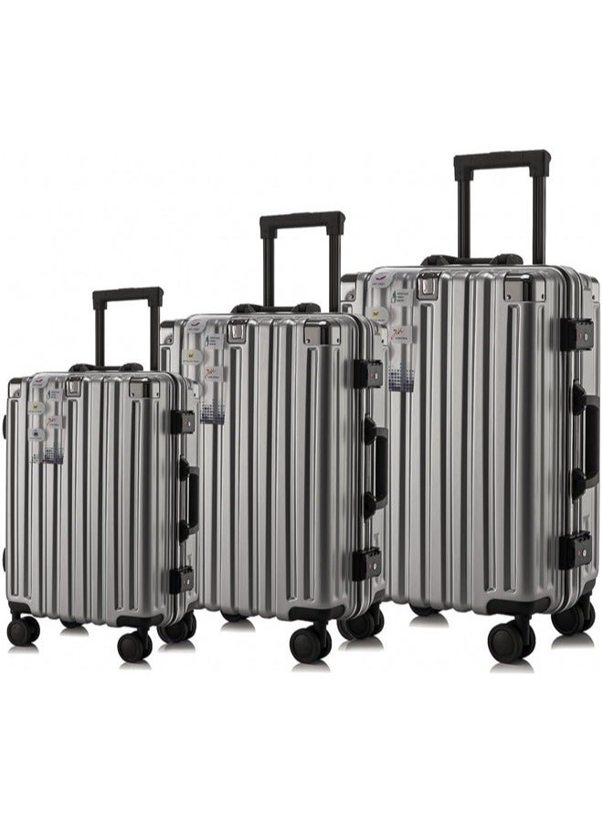 دنزوز مجموعات الأمتعة 3 قطع الإطار من الألومنيوم تحمل على ذلك وفحص حقيبة PC ABS قشرة TSA قفل TSA لا سحاب - Image 1