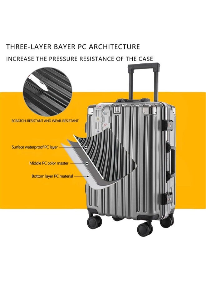 دنزوز مجموعات الأمتعة 3 قطع الإطار من الألومنيوم تحمل على ذلك وفحص حقيبة PC ABS قشرة TSA قفل TSA لا سحاب - Image 2