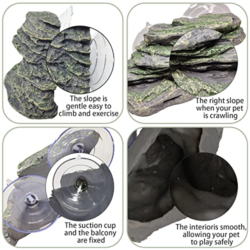 kathson Turtle Basking Platform Baby Tortoise Climbing Ramp Shale Reptiles Dock Resting Terrace Stone Small Aquarium Ornament Rock Landscaping Decoration for Frogs Newts (Small size:6.0”Lx2.7”Wx2.7”H) - Image 4