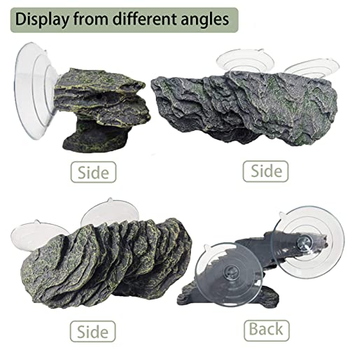 kathson Turtle Basking Platform Baby Tortoise Climbing Ramp Shale Reptiles Dock Resting Terrace Stone Small Aquarium Ornament Rock Landscaping Decoration for Frogs Newts (Small size:6.0”Lx2.7”Wx2.7”H) - Image 3