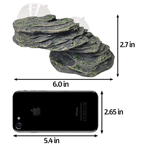 kathson Turtle Basking Platform Baby Tortoise Climbing Ramp Shale Reptiles Dock Resting Terrace Stone Small Aquarium Ornament Rock Landscaping Decoration for Frogs Newts (Small size:6.0”Lx2.7”Wx2.7”H) - Image 2